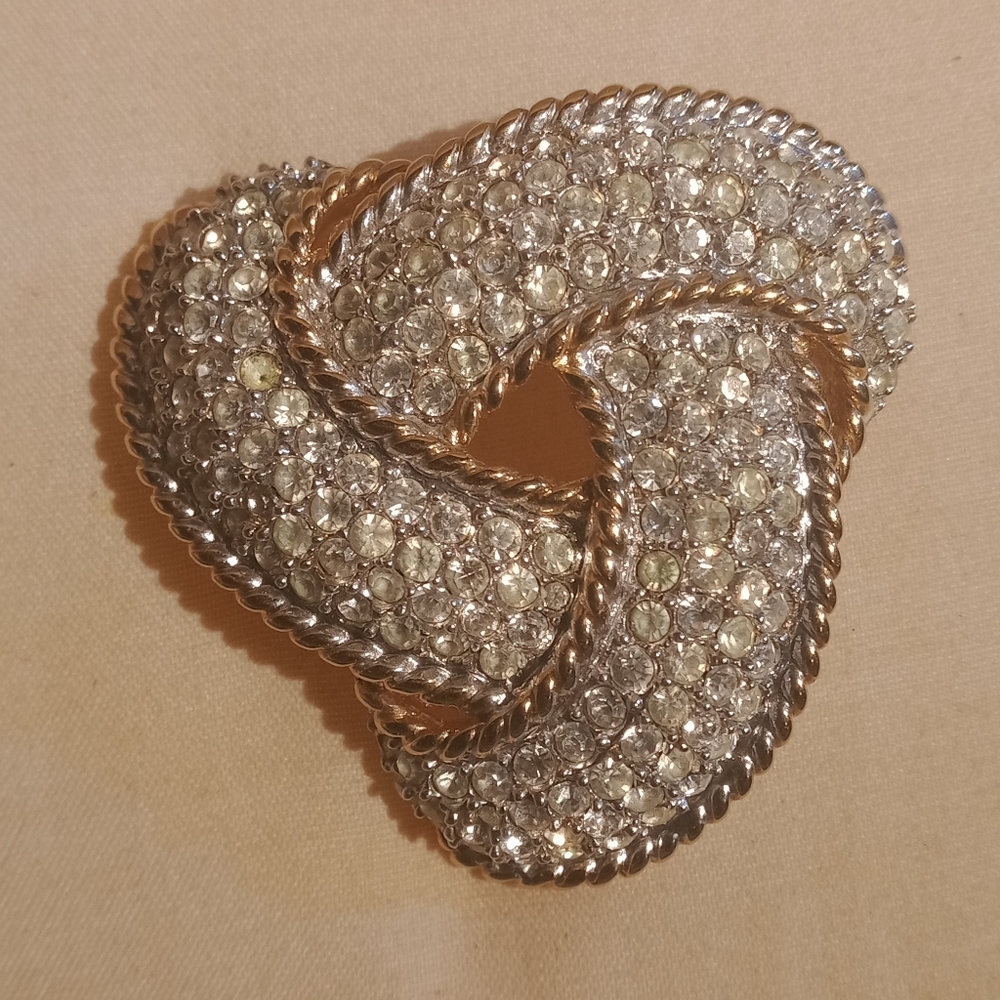 Carolee faux two tone diamond and gold brooch